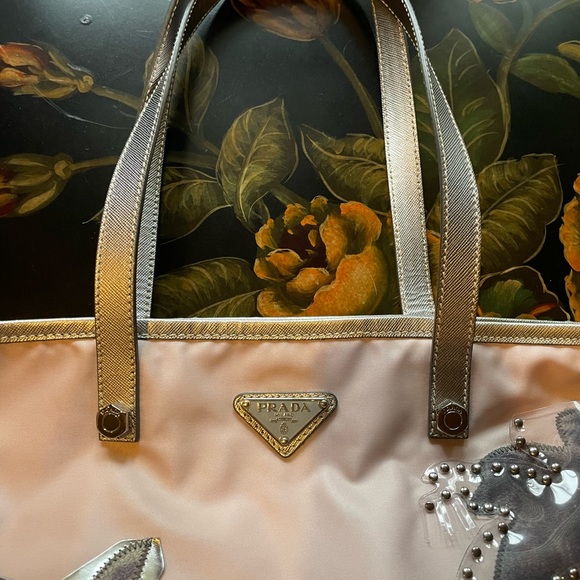 Prada Pink and Silver Palm Tree Tote Bag - Picture 5 of 8
